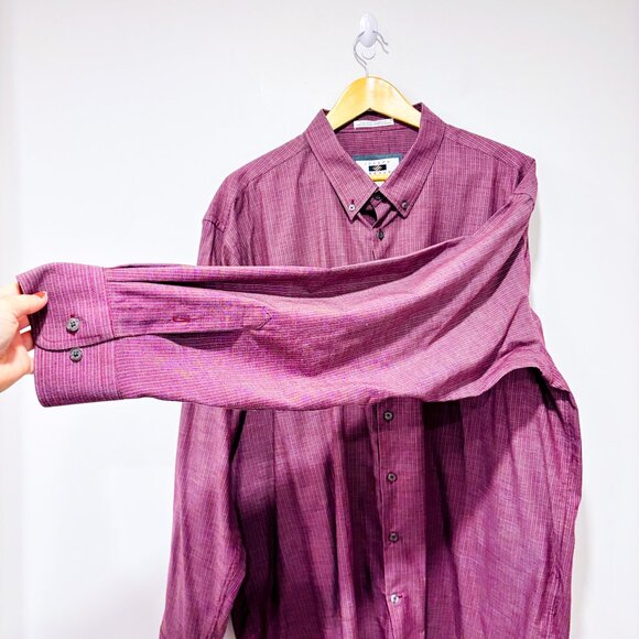 JOSEPH ABBOUD | Burgundy micro-stripe shirt | Classic cotton | Men's XXL * - Picture 7 of 8